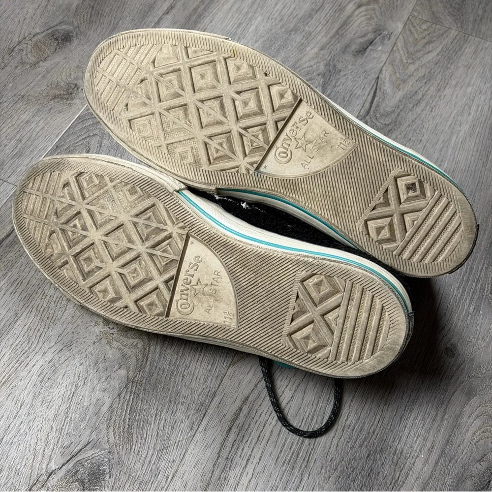 Converse Chuck Taylor All Star Shoes Mens Size 11.5 Black Fuzzy Terry High Top - Picture 9 of 11